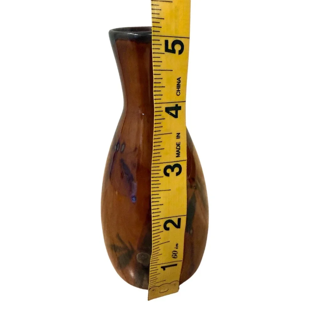 Otagiri Original Japan Hand Crafted Brown Bamboo Ceramic Bud Vase 5 Inch